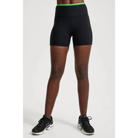 NEW YEAR OF OURS ribbed track shorts in black/green - Picture 1 of 3